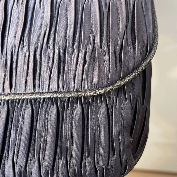 COACH UEC Vintage Blue Clutch or Shoulder Bag Ruched Leather Trim - Picture 7 of 16